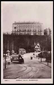 Ramsdale Valley Tram Esplanade Hotel Scarborough RP Postcard - Picture 1 of 2