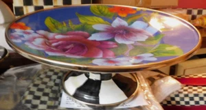MACKENZIE -CHILDS LAPIS BLUE MINI PEDESTAL PEDESTAL PLATTER CHECK BASE,NEW - Picture 1 of 3