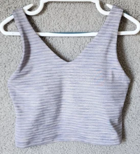 NUOVO reggiseno donna Athleta senza maniche Transcend scollo a V crop con cofano blu taglia M $55 - Foto 1 di 15