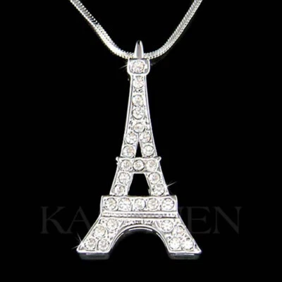 Torre Eiffel IN Swarovski Cristallo Parigi Francia Vacanze Souvenir Collana - Immagine 1 di 2