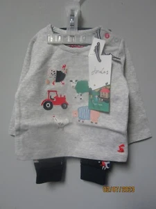 Joules Baby Boy 2-Piece Byron Grey Farm Set Size Age 3-6M - Picture 1 of 3