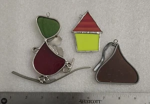 Vintage Lot Of 3 Stained Glass Suncatcher Ornaments  - Picture 1 of 7