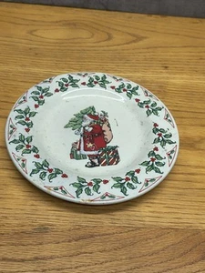 Vintage Gibson Salad Plate with Santa Claus Holding Christmas Tree & Holly - Picture 1 of 4