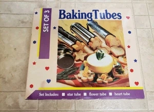 Vintage New Set of 3 Bread Baking Tubes: Includes Star, Flower & Heart - Picture 1 of 3