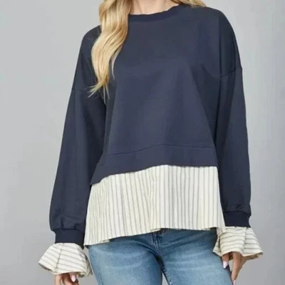 Sudadera Anthropologie Maeve con ribete a rayas talla pequeña Foto 1 de 4