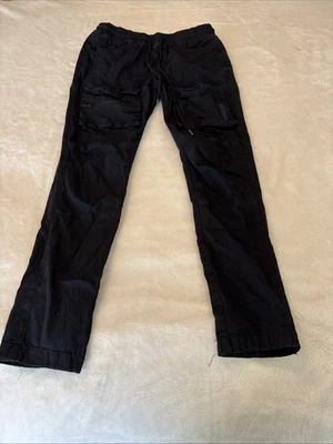 Rue 21 Men’s Black Cargo Pants Size Small Elastic Waist Drawstring - Image 1 of 4