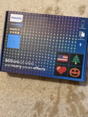 528ct 7.5’x7.2’ Philips ChromaBright LED App Controlled Dewdrop Curtain Light - Image 1 of 4