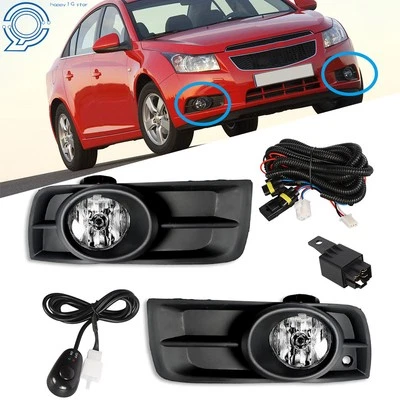 Right+Left Side Chrome Bumper Fog Light Lamps w/Switch For Chevy Cruze 2010-2014 Foto 1 de 4