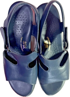 S.A.S. Tripad Comfort Leather Sandals Shoes Women's 7.5M Navy Open Toe Hook/Loop - Image 1 of 4