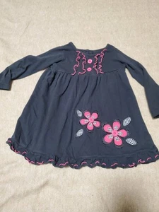 Sophie Rose Girls 4T Short Dress Black & Pink Flowers Long Sleeves  - Picture 1 of 6