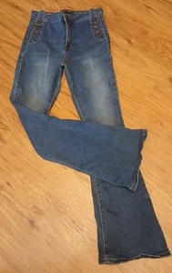 Hot Kiss Y2K Jeans High Rise Flare Size 5 Inseam 30" Waist 28" Vintage - Picture 1 of 10