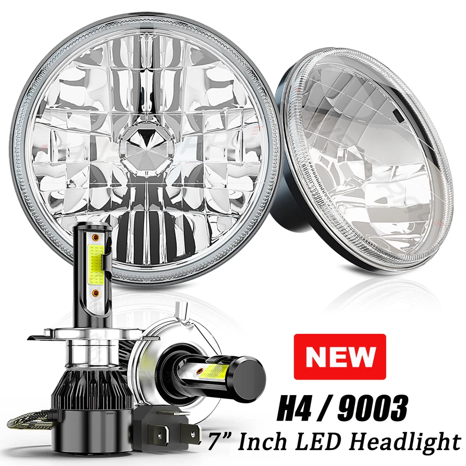 一对 7 英寸圆形 LED 车头灯高低光束适用于雪佛兰 Vega 1971 - 1975 — 第 1/4 张图片