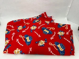 Vintage Western Stoff Hüte Kuh Glocken Waggon Zug rot blau weiß gelb - Bild 1 von 5