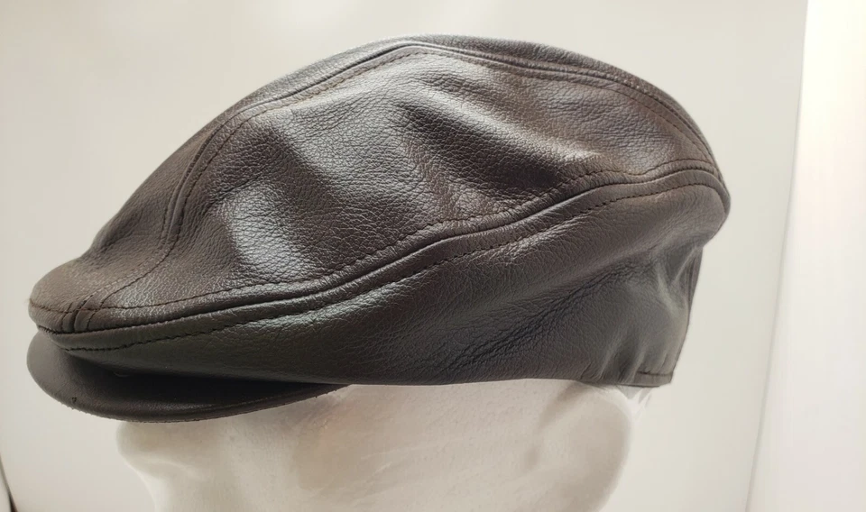 CLARO USC Parche en DE COLECCIÓN CUERO MARRÓN Derby SOMBRERO Gorra Talla S/M Newsie Imitación Cuero Foto 1 de 4