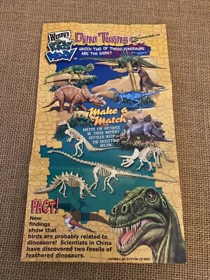 Bolsa de comida para niños Wendys 2001 Playskool Hasbro bolsa de dinosaurios Foto 1 de 4