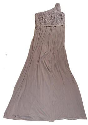 Vestido DAVIDS BRIDAL Talla 10 Largo Un Hombro Encaje Sin Mangas Taupe Nuevo con Etiquetas Foto 1 de 4
