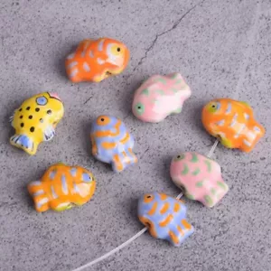 5pcs Fish Shape 13x18mm Handmade Painting Colorful Ceramic Porcelain Loose Beads - Picture 1 of 12