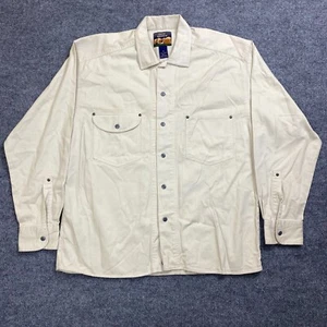 High Sierra Mens Button Up Shirt Medium Beige Brown Denim Long Sleeve Collared - Picture 1 of 5