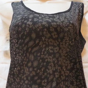 BUKCLE BKE SCOOP NECK FITTED BEATER Animal Print Textured Black Large NWT - Picture 1 of 4