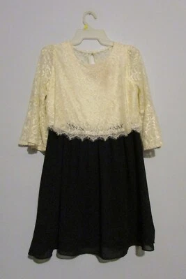 Vestido Amy Byer Niñas Negro, Marfil y Blanco Vacaciones Talla 16 Usado en Excelente Condición!!! Foto 1 de 3