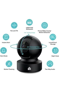 Smart Indoor Pan-Tilt Home Security Camera w/Night Vision, Motion Detection - Picture 1 of 6