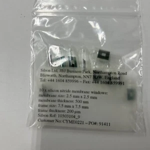 Silson LTD Silicon Nitride Membrane Window sz:2.5xmm th:500nm framesz:7.5x q10 - Picture 1 of 6