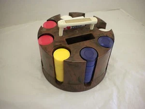 Vintage Hoyle Poker Chip Carousel with Chips and Deck of Cards - Picture 1 of 2