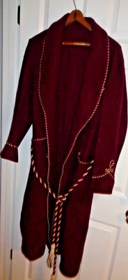 Vintage 1960s Men’s JAEGER Wool Robe / Dressing Gown Burgundy Maroon England S - Image 1 of 4