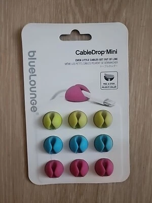 Cable Management 9 Mini Peel and Stick, CableDrop by Bluelounge  Green Blue Pink - Image 1 of 2