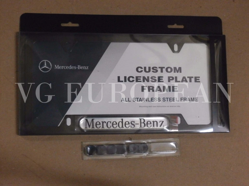 Mercedes-Benz Genuine BLACK Stainless Steel License Plate Frame NEW - Image 1 of 1