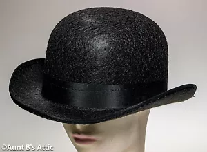 Sombrero de bolos/derby negro fieltro prensado época victoriana disfraz de caballero sombrero - Imagen 1 de 2