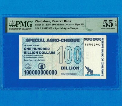100 Billion Special Agro Cheque Zimbabwe PMG Certified Verified Authentic 2008 - Image 1 of 4