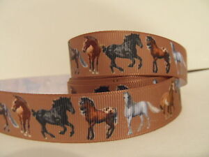 Grosgrain Ribbon, Multi Colored Horses, Paint Appaloosa Quarter Horse, 7/8"