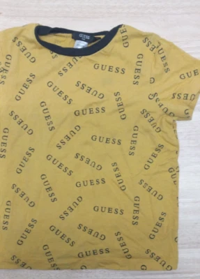 Guess kids 4T gold and black short sleeve shirt cotton/polyester youth - Image 1 of 4