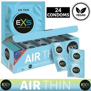 24x EXS Condom Air Thin Vegan Alcohol Free Tasteless Odourless Regular Size - Picture 1 of 5