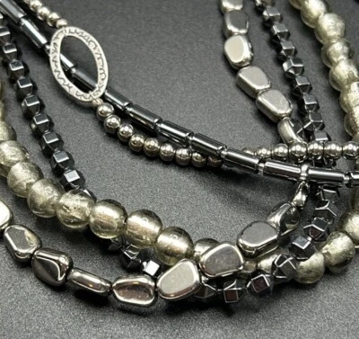 Collar de granizo de hematita de plata esterlina Silpada N1936 gris multihilo Foto 1 de 4