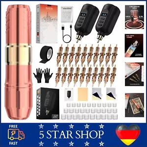 REIN Tattoo Maschine Set mit 2x 1500mAh Akkus 20 Cartridges Kabellos Komplett - Bild 1 von 24