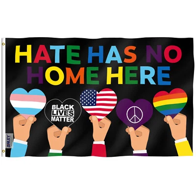Bandera Anley Fly Breeze 3x5 pies Hate Has No Home Here - Bandera de derechos humanos LGBTQ BLM Foto 1 de 4
