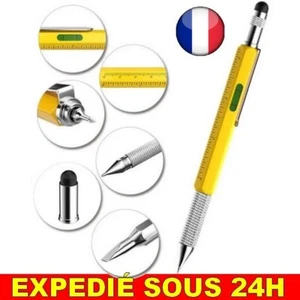 ✅ Stylo à Bille Main Multifonction 6 en 1 Jauge Niveau Échelle Tournevis Mètre - Picture 1 of 4