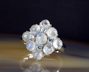 Ring Silber 925 Mondstein Topas blau 19,7 mm - schimmernd & funkelnd - Bild 1 von 12