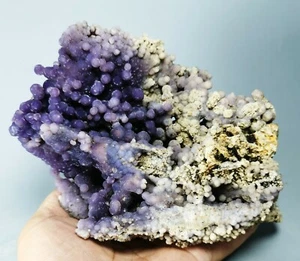 Uva Ágata Púrpura Botrioidal Calcedonia Cristal Pulido Crudo Esfera Huevo - Imagen 1 de 11