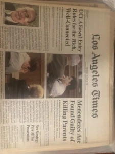 Menendez brothers GUILTY 1996 original LA Times California newspaper - Picture 1 of 1