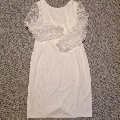 Vestido blanco manga larga ceñido al cuerpo Connected Apparel talla 16 Foto 1 de 4