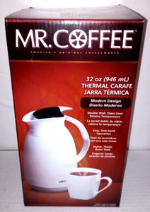 MR. COFFEE Thermal Carafe 32 oz - White Plastic - Double Wall, Glass Liner - New - Picture 1 of 5
