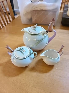 Tetera, crema y azucarero Franz porcelana papillon mariposa con cubierta - Imagen 1 de 20