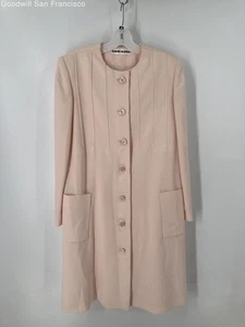 NWT David Hayes Pink Long Sleeve Pockets Button Front Womens Overcoat Size 12 - Picture 1 of 6