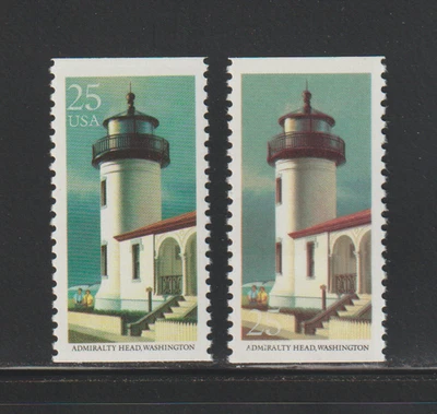 US ERROR Stamps 2470 Washington Lighthouse: Color & Tag shift! w/normal. MNH - Image 1 of 2