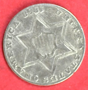 1858 3c Silver Coin AU Detail - Picture 1 of 2