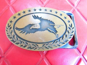 TECH-ETHER GUILD Vintage BALD EAGLE In FLIGHT Brass BELT BUCKLE - 1970's - Imagen 1 de 2