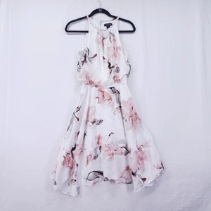 White House Black Market A Line Dress Size 2 White Floral Formal Party Casual  - Picture 1 of 21